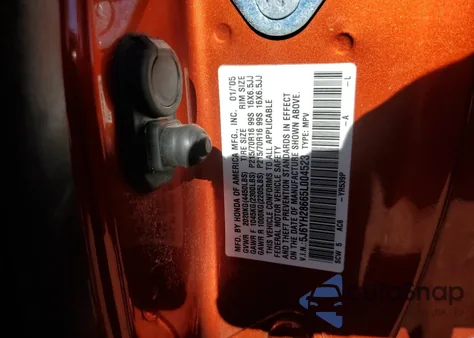 2005 Honda Element Ex from USA, damaged, VIN 5J6YH28665L004523